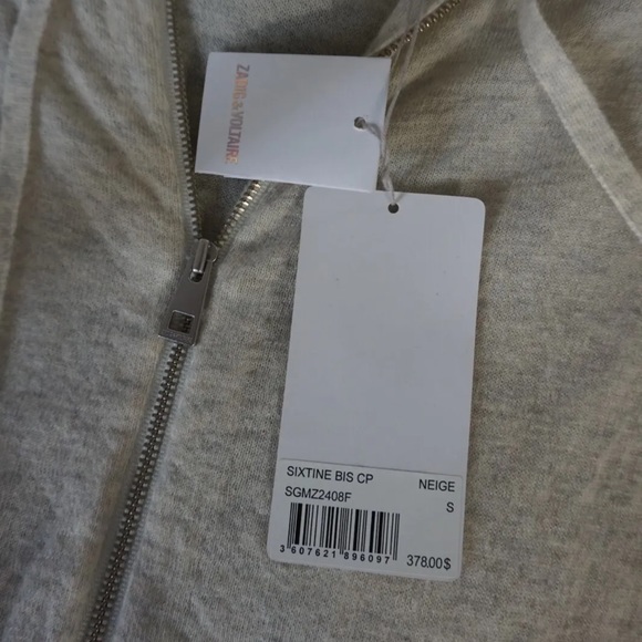 ZADIG & VOLTAIRE Sixtine Zip-Front Hooded Cashmere Sweatshirt Skull Small - Picture 10 of 12